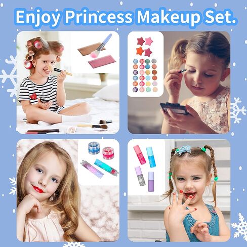 مجموعة مكياج للأطفال للفتيات - مجموعة مكياج بيلوتشيدو 45 قطعة قابلة للغسل مع حقيبة مستحضرات تجميل للأطفال من سن 3 إلى 5 سنوات، مجموعة مكياج للعب التظاهري هدية عيد ميلاد للفتيات بعمر 4-5 سنوات in Kuwait