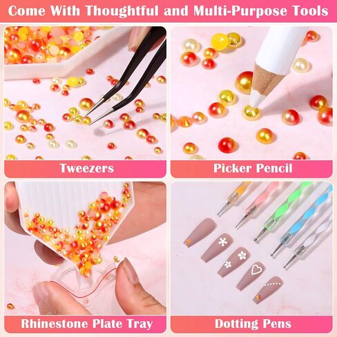 Mckanti B7000 Rhinestone Clear Glue and 2800 Pcs Rhinestones for Crafts, 5 Sizes Rhinestones Set with 50ml Glue 5Dotting Pens Wax Pencil Tweezers, Rhinestones Kit for Nails Clothes Shoes.(Clear+Red) in Kuwait
