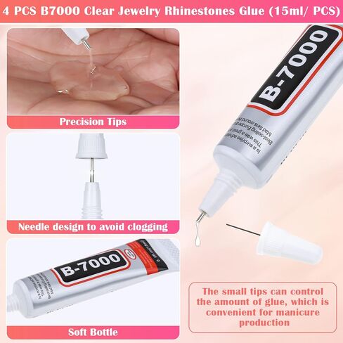 Mckanti B7000 Rhinestone Clear Glue and 2800 Pcs Rhinestones for Crafts, 5 Sizes Rhinestones Set with 50ml Glue 5Dotting Pens Wax Pencil Tweezers, Rhinestones Kit for Nails Clothes Shoes.(Clear+Red) in Kuwait