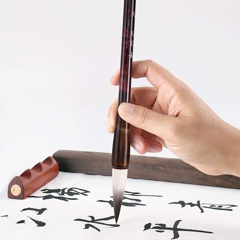 MEGREZ Chinese Calligraphy Brush Kanji Japanese Art Sumi Writing Painting Drawing Practicing Brush Set for Students and Beginners, Wolf Sheep Mix Brush 3 PCS/Set（Small,Medium,Large） in Kuwait