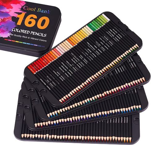 COOL BANK 160 Professional Colored Pencils, Artist Pencils Set for Coloring Books, Premium Artist Soft Series Lead with Vibrant Colors for Sketching, Shading & Coloring in Tin Box in Saudi Arabia
