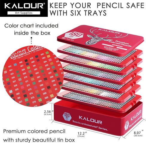 KALOUR 180 Colored Pencils for Adults Artists,Tin Case in Kuwait