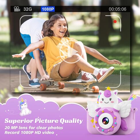 كاميرا أطفال TIATUA للفتيات والفتيان، كاميرا للأطفال الصغار من سن 3 إلى 10 سنوات مع بطاقة SD سعة 32 جيجابايت وعدسة مزدوجة، ألعاب كاميرا رقمية للأطفال بدقة 1080 بكسل، هدايا عيد الميلاد الممتعة وأعياد الميلاد (وردي) in Kuwait