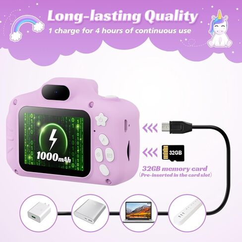 كاميرا أطفال TIATUA للفتيات والفتيان، كاميرا للأطفال الصغار من سن 3 إلى 10 سنوات مع بطاقة SD سعة 32 جيجابايت وعدسة مزدوجة، ألعاب كاميرا رقمية للأطفال بدقة 1080 بكسل، هدايا عيد الميلاد الممتعة وأعياد الميلاد (وردي) in Kuwait