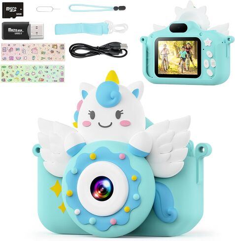 TIATUA Kids Camera for Girls & Boys, Toddler Camera for Age 3-10 Kids with 32GB SD Card & Dual Lens, 1080P Kids Digital Camera Toys, Fun Christmas and Birthday Gifts (Pink) in Kuwait