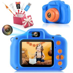 HOMHOW Kids Camera HD كاميرا رقمية للأطفال للبنين والبنات والأطفال، كاميرا سيلفي للأطفال الصغار، ألعاب أطفال عيد الميلاد هدية عيد الميلاد لعمر 3 4 5 6 7 8 9 سنوات، شاشة IPS 2 بوصة مع بطاقة SD سعة 32 جيجابايت باللون الأزرق الداكن in Kuwait