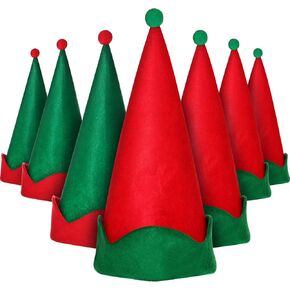 SATINIOR 8 Pieces Christmas Felt Elf Hats Green and Red Santa Elf Hat Novelty Funny Hats Xmas Holiday Party Costume Favors Gifts Accessories for Kids in Saudi Arabia