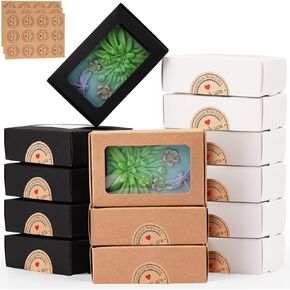 30 قطعة من صناديق الصابون من موكيوين للصابون المنزلي، 3.54 × 2.36 × 1.2 بوصة صناديق صابون مع نافذة، 3 ألوان مستلزمات صناديق تغليف الصابون كرافت (بيضاوية) in Kuwait