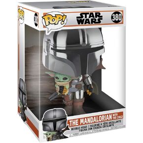 Funko Pop! Star Wars: The Mandalorian - 10 Inch Chrome Mandalorian with The Child Vinyl Action Figure in Kuwait