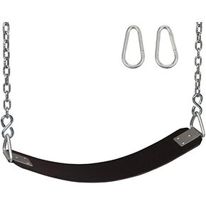 Swing Set Stuff Commercial Rubber Belt Seat with Chains & Hooks SSS Logo Sticker Playground Swing, Black in Saudi Arabia