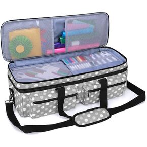 LUXJA Double-Layer Bag Compatible with Cricut Explore Air (Air2) and Maker, Carrying Bag Compatible with Cricut Die-Cut Machine and Supplies (Bag Only, Patent Design), Gray Dots