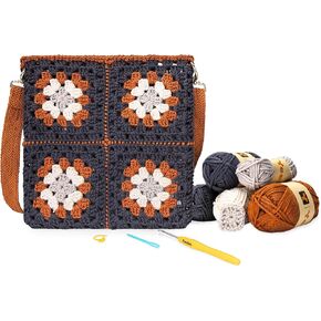 مجموعة Yeezhee Crochet للمبتدئين، مجموعة أدوات الكروشيه للمبتدئين مع دروس فيديو خطوة بخطوة، مجموعة حقائب كروس كروشيه مربعة الشكل، مجموعة الحياكة بما في ذلك الغزل وخطافات الكروشيه والأريكة