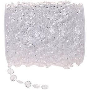 خرز KUPOO بطول 99 قدم يشبه الكريستال الشفاف من The Roll - زينة الزفاف (أبيض) in Kuwait