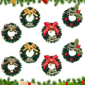 8 Pieces Ｍiniature Christmas Ｗreath Dollhouse Hanging Ｗreath Scene Ｍodel Small Ｗreath Christmas Garlands for Dollhouse Christmas Party Decoration,4 Styles (Natural Style) in Saudi Arabia