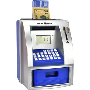 ATM Piggy Bank for Kids, Electronic Counting Money Bank, Great Gift for 5-12 Year Old Girls Boys, Cute Toy Bank (Black)