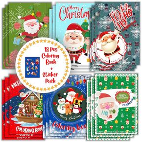 coloring book 18PCS Christmas multipack for kids with free sticker pack - Xmas Stockings Goodie Bags Stuffer Filler - Holiday season party favors bulk gift in Kuwait