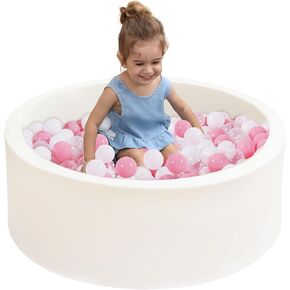 حفر كرات إسفنجية كبيرة جدًا للأطفال الصغار الصغار حوض سباحة دائري مع هدايا إسفنجية ناعمة للأطفال الرضع (غير متضمنة الكرات) باللون الأبيض in Kuwait