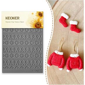 Keoker Polymer Clay Texture Sheet Christmas, Christmas Clay Texture Mat for Making Earrings Jewerly, Christmas Polymer Clay Earrings Tools (Style All 1-3)