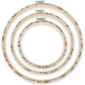 XEmbro Embroidery Hoops 3 Size Decorative Wrapped Embroidery Hoop Bamboo Cross Stitch Needlework Circle Rings for Embroidery, Craft Sewing and Ornaments in Kuwait