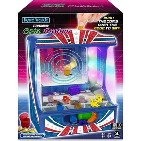 Merchant Ambassador Retro Arcade Electronic: Coin Pusher - Tabletop Game, Push The Coins Over The Edge to Win, 1 Player, Ages 6+