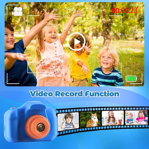 HOMHOW Kids Camera HD كاميرا رقمية للأطفال للبنين والبنات والأطفال، كاميرا سيلفي للأطفال الصغار، ألعاب أطفال عيد الميلاد هدية عيد الميلاد لعمر 3 4 5 6 7 8 9 سنوات، شاشة IPS 2 بوصة مع بطاقة SD سعة 32 جيجابايت باللون الأزرق الداكن in Kuwait