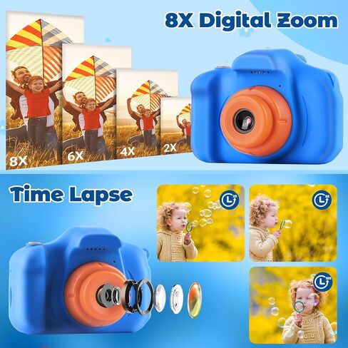 HOMHOW Kids Camera HD كاميرا رقمية للأطفال للبنين والبنات والأطفال، كاميرا سيلفي للأطفال الصغار، ألعاب أطفال عيد الميلاد هدية عيد الميلاد لعمر 3 4 5 6 7 8 9 سنوات، شاشة IPS 2 بوصة مع بطاقة SD سعة 32 جيجابايت باللون الأزرق الداكن in Kuwait
