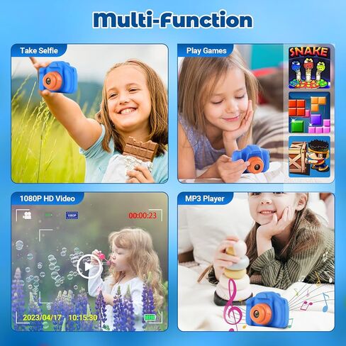 HOMHOW Kids Camera HD كاميرا رقمية للأطفال للبنين والبنات والأطفال، كاميرا سيلفي للأطفال الصغار، ألعاب أطفال عيد الميلاد هدية عيد الميلاد لعمر 3 4 5 6 7 8 9 سنوات، شاشة IPS 2 بوصة مع بطاقة SD سعة 32 جيجابايت باللون الأزرق الداكن in Kuwait