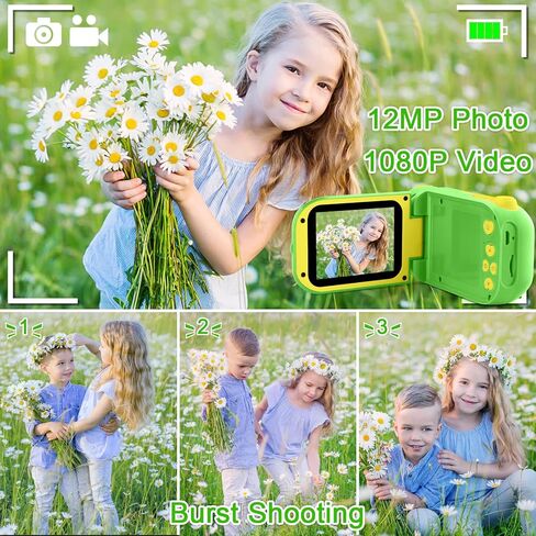 كاميرا فيديو للأطفال من GKTZ - هدايا عيد ميلاد كاميرا رقمية للفتيات بعمر 3 4 5 6 7 8 9، مسجل فيديو للأطفال الصغار مع بطاقة SD سعة 32 جيجابايت - أرجواني in Kuwait