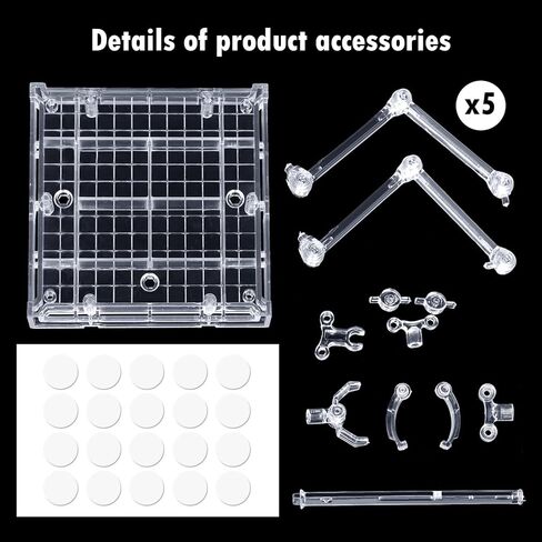 ميجفين حامل لشخصيات الاكشن 3 في 1 من 5 قطع، حامل عرض لشخصيات الاكشن وقاعدة دعم نموذج الدمية متوافق مع اتش جي اس اتش اف جاندام ام جي 1/100 ار جي 1/144 اس دي 1/144 حامل دمية لعبة شفاف in Kuwait