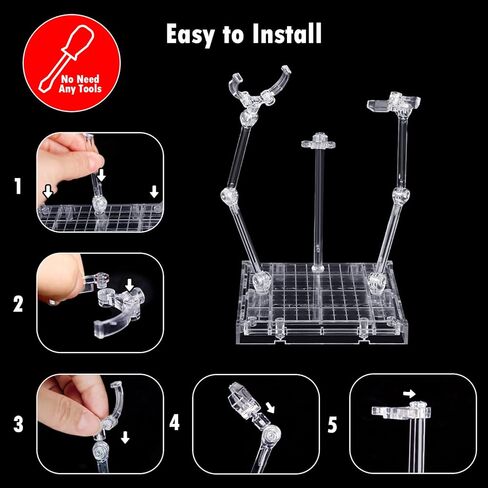 ميجفين حامل لشخصيات الاكشن 3 في 1 من 5 قطع، حامل عرض لشخصيات الاكشن وقاعدة دعم نموذج الدمية متوافق مع اتش جي اس اتش اف جاندام ام جي 1/100 ار جي 1/144 اس دي 1/144 حامل دمية لعبة شفاف in Kuwait