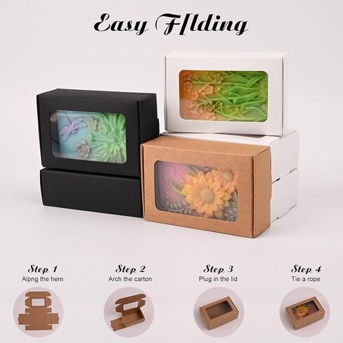 30 قطعة من صناديق الصابون من موكيوين للصابون المنزلي، 3.54 × 2.36 × 1.2 بوصة صناديق صابون مع نافذة، 3 ألوان مستلزمات صناديق تغليف الصابون كرافت (بيضاوية) in Kuwait