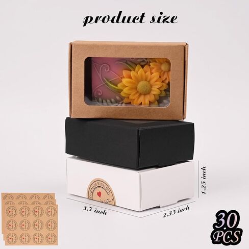 30 قطعة من صناديق الصابون من موكيوين للصابون المنزلي، 3.54 × 2.36 × 1.2 بوصة صناديق صابون مع نافذة، 3 ألوان مستلزمات صناديق تغليف الصابون كرافت (بيضاوية) in Kuwait