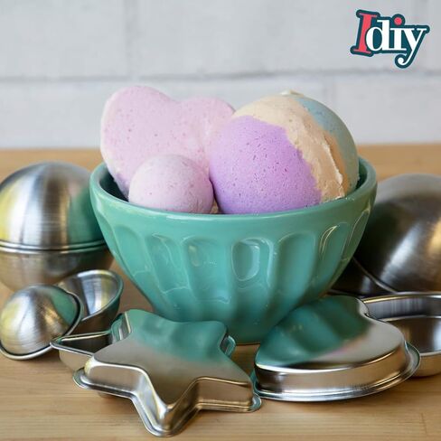 قوالب صابون باث بومب آند سوب من آي دي، مجموعة من 6 أشكال وأحجام مختلفة - القلب والنجم و4 دوائر (4.4 سم - 7.62 سم دائرية) - صناعة يدوية وصناعة الصابون والشموع، وقوالب، والهدايا in Kuwait