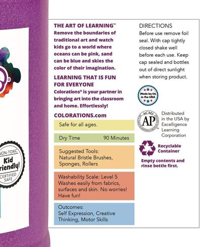 Colorations Paraben-Free Washable Glitter Paint for Kids, Silver in Kuwait