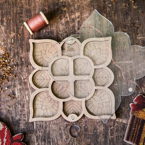 Lonjew Wood bead box with lid and needle magnet, flower bead supply storage, bead organizer tray, jewelry making gift, beadwork craft accessory in Kuwait