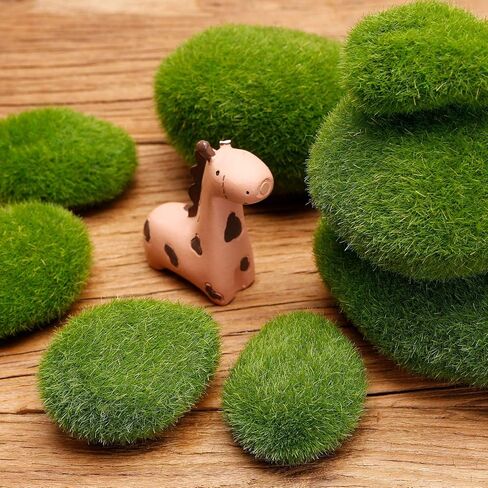 TecUnite 20 Pieces Artificial Moss Rocks Decorative Faux Green Moss Covered Stones (2 Size) in Kuwait