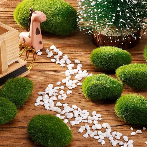 TecUnite 20 Pieces Artificial Moss Rocks Decorative Faux Green Moss Covered Stones (2 Size) in Kuwait