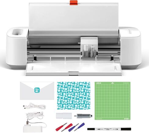 آلة قطع LOKLiK من HTVRONT - آلة قطع القوالب LOKLiK Crafter لجميع الحرف اليدوية، تصنع بطاقات مخصصة، وملصقات، وديكور منزلي، وآلة قطع الفينيل لفينيل Cricut، وتقطع أكثر من 100 مادة، باللون الأبيض in Kuwait