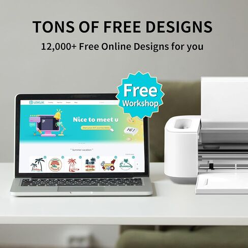 آلة قطع LOKLiK من HTVRONT - آلة قطع القوالب LOKLiK Crafter لجميع الحرف اليدوية، تصنع بطاقات مخصصة، وملصقات، وديكور منزلي، وآلة قطع الفينيل لفينيل Cricut، وتقطع أكثر من 100 مادة، باللون الأبيض in Kuwait