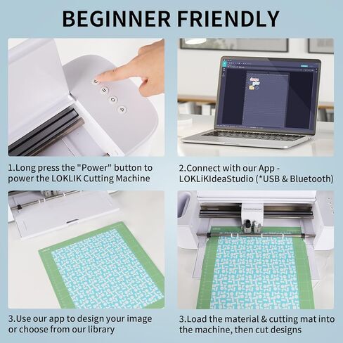 آلة قطع LOKLiK من HTVRONT - آلة قطع القوالب LOKLiK Crafter لجميع الحرف اليدوية، تصنع بطاقات مخصصة، وملصقات، وديكور منزلي، وآلة قطع الفينيل لفينيل Cricut، وتقطع أكثر من 100 مادة، باللون الأبيض in Kuwait