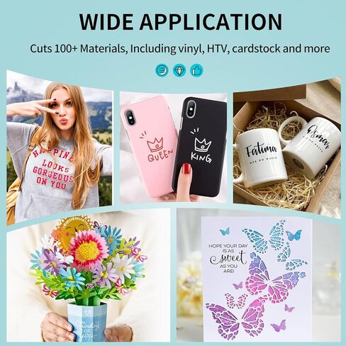 LOKLiK Crafter من آلة القطع HTVRONT - آلة قطع الفينيل لجميع الحرف اليدوية، آلة قطع لفينيل HTV، الكي على البطاقات، قطع أكثر من 100 مادة، إنشاء بطاقات مخصصة، ملصقات، شارات in Kuwait