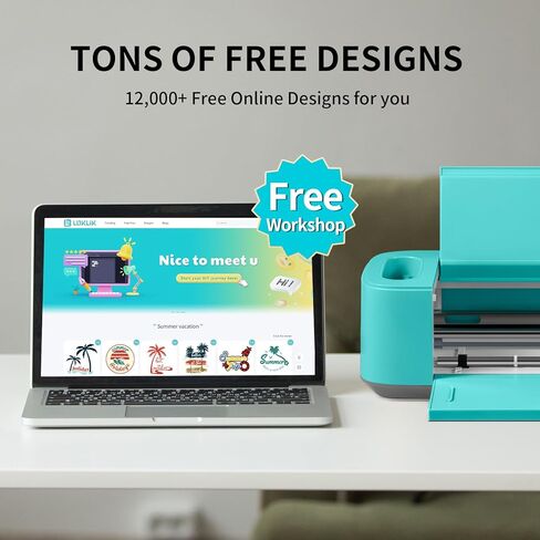 LOKLiK Crafter من آلة القطع HTVRONT - آلة قطع الفينيل لجميع الحرف اليدوية، آلة قطع لفينيل HTV، الكي على البطاقات، قطع أكثر من 100 مادة، إنشاء بطاقات مخصصة، ملصقات، شارات in Kuwait