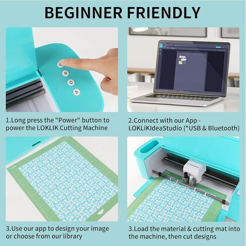 LOKLiK Crafter من آلة القطع HTVRONT - آلة قطع الفينيل لجميع الحرف اليدوية، آلة قطع لفينيل HTV، الكي على البطاقات، قطع أكثر من 100 مادة، إنشاء بطاقات مخصصة، ملصقات، شارات in Kuwait