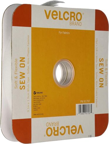 VELCRO Brand 90320 For Fabrics Sew On Soft and Flexible Tape for Alterations and Hemming | No Ironing or Gluing | Comfort Designed, Drapes With Fabric 30 x 5/8 inch 1 Cut-to-Length Roll in Saudi Arabia