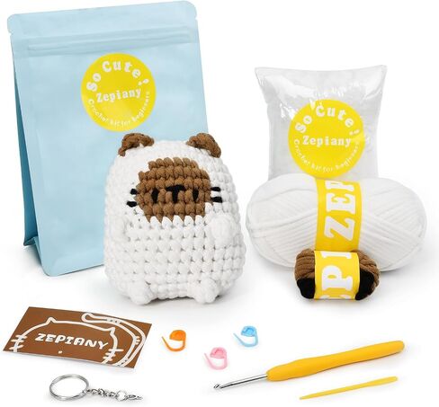 Beginners Crochet Kit, Crochet Animal Kit, All in One Crochet Kit, Crochet Starters Kit for Adult Kids, Crochet Kit for Beginners with Step-by-Step Video Tutorials - The Siamese Cat in Kuwait