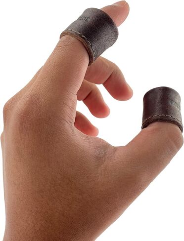 Hide & Drink, Leather Ring Thimble (2 Pack) Finger Protector, Handmade from Full Grain Leather - Bourbon Brown in Saudi Arabia
