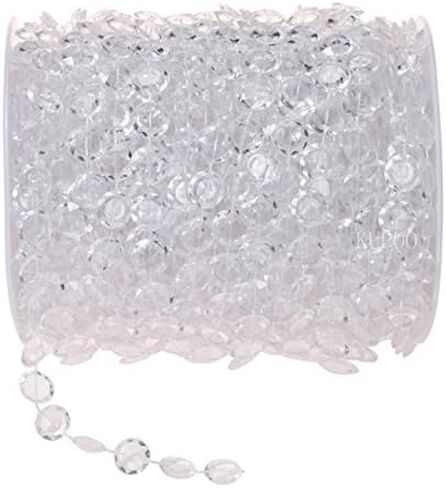 خرز KUPOO بطول 99 قدم يشبه الكريستال الشفاف من The Roll - زينة الزفاف (أبيض) in Kuwait