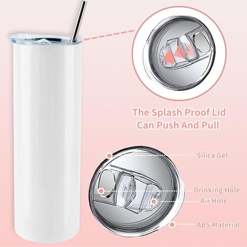 Sublimation Tumblers bulk 30 oz Skinny, 10 Pack Stainless Steel Double Wall Insulated Straight Sublimation Tumbler Cups Blank White with Lid, Straw, Individually Box,Polymer Coating for Heat Transfer in Kuwait