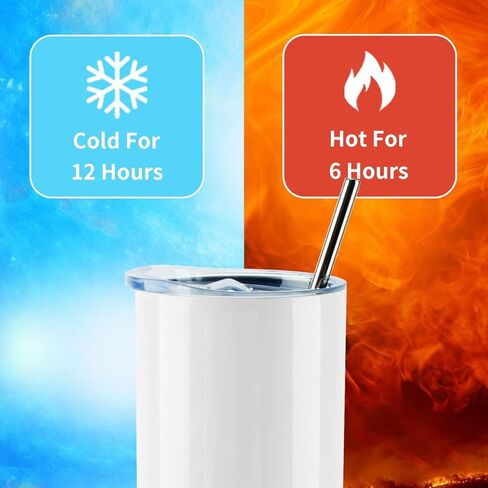 Sublimation Tumblers bulk 30 oz Skinny, 10 Pack Stainless Steel Double Wall Insulated Straight Sublimation Tumbler Cups Blank White with Lid, Straw, Individually Box,Polymer Coating for Heat Transfer in Kuwait