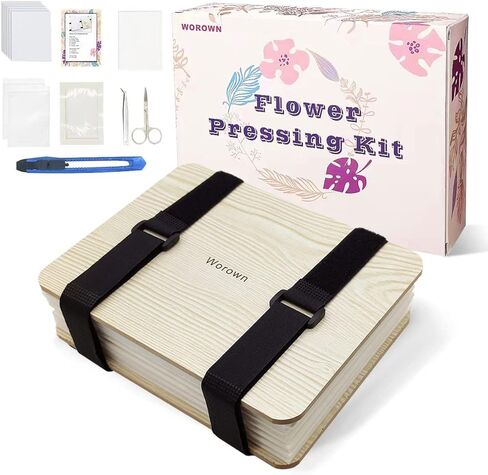 مجموعة أدوات ضغط الزهور الاحترافية الكبيرة جدًا من Worown، مكبس زهور A3، مكبس أوراق الشجر، طقم ضغط النبات، 11.8 × 15.7 بوصة، طقم ضغط طبيعي 6 طبقات بما في ذلك التعليمات (بني) in Kuwait